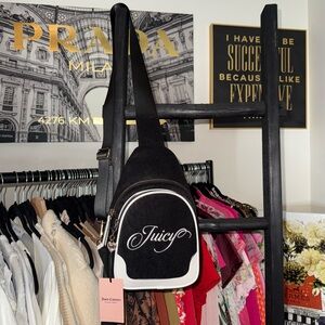 Juicy Couture Liquorice Raising Star Black Sling Bag Womens New